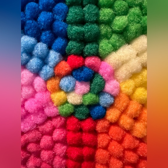 Hand Crafted Whimsical, Colorful Pom Pom/Colored Pencil Wall Decor - Picture 2 of 6